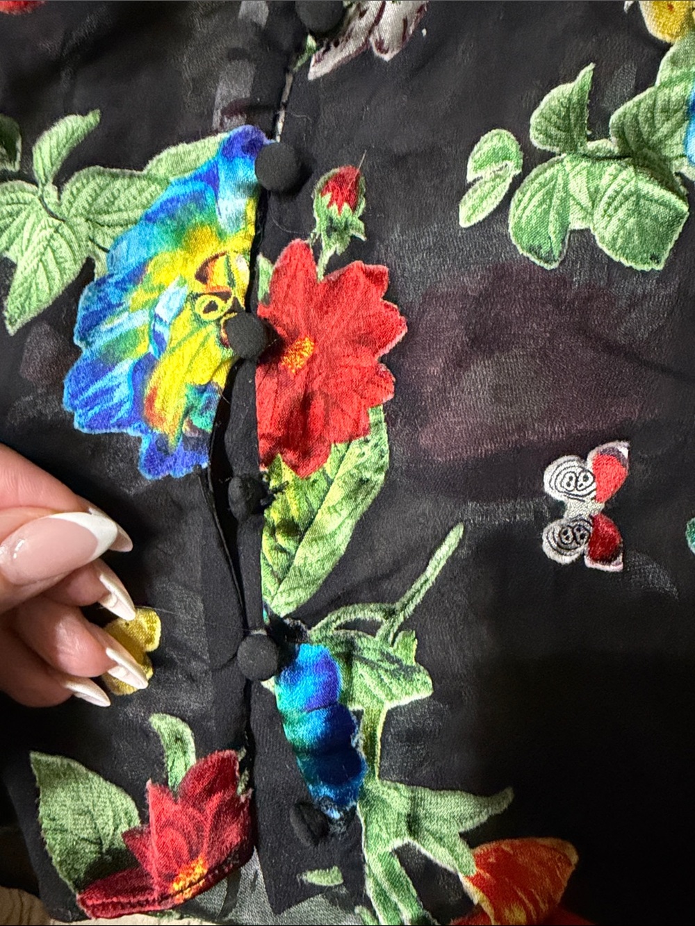 Alice + Olivia Julius Floral Devoré Chiffon Blouse Ruffle Tie Cuff | Size M/8 - Picture 8 of 10